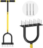 Spike Lawn Air Aerator - Grass Aerator Lawn Tool with Spare Spikes, Manual Yard Aerator for Lawn, Garden Aerator Tool for Compact Soil (Black+Yellow 01)