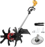 Cordless 2-in-1 Tiller Cultivator & Weed Wacker Compatible with Dewalt 20V Battery(Tool Only), 500RPM Electric Garden Tiller String Trimmer, 9" Tilling Width 9.4" Depth for Garden Lawn Cultivation