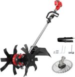Cordless 2-in-1 Tiller Cultivator & Weed Wacker Compatible with Milwaukee 18V Battery(Tool Only), 500RPM Electric Garden Tiller String Trimmer, 9" Tilling Width 9.4" Depth for Garden Lawn Cultivation