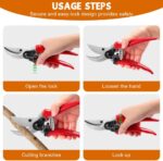 Ainiv Bypass Garden Shears, Garden Shears for Plants, Heavy Hand Uin Shears, Non-slip PVC Coated Handles, Lightweight and Ergonomic, Garden Shears for Plants, Hedges and Flowers - Image 7