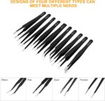 Ainiv precision tweezers set with 11 anti-static ESD coated tweezers and 1 cutter tool suitable for repairing electronics, jewellery, crafts, hobby, laboratory, eyelash application, etc. - Image 3
