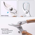 BUGUI 8” Wood Handle Garden Scissors, Set of 2, Includes Bypass Pruning Shears and Long Straight Tip Clippers, Premium Gardening Tools with Precision-Ground SK-5 Steel Blade - Image 3
