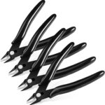 Ainiv 4 Piece Micro Wire Cutter, Spring Loaded Side Cutters, Precision Crv Steel Side Cutter Wire Cutter for Electrical Appliances, Homes, Crafts, Jewelry, 3D Printing Models - Black