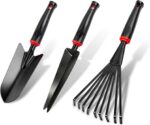 Pack of 3 Garden Shovel, Flower Trowel, Narrow Plant Shovel, Nine Prong Rake Hand Shovel, Garden Shovel, Small Garden Tool Set for Plants, Transplanting, Weeding