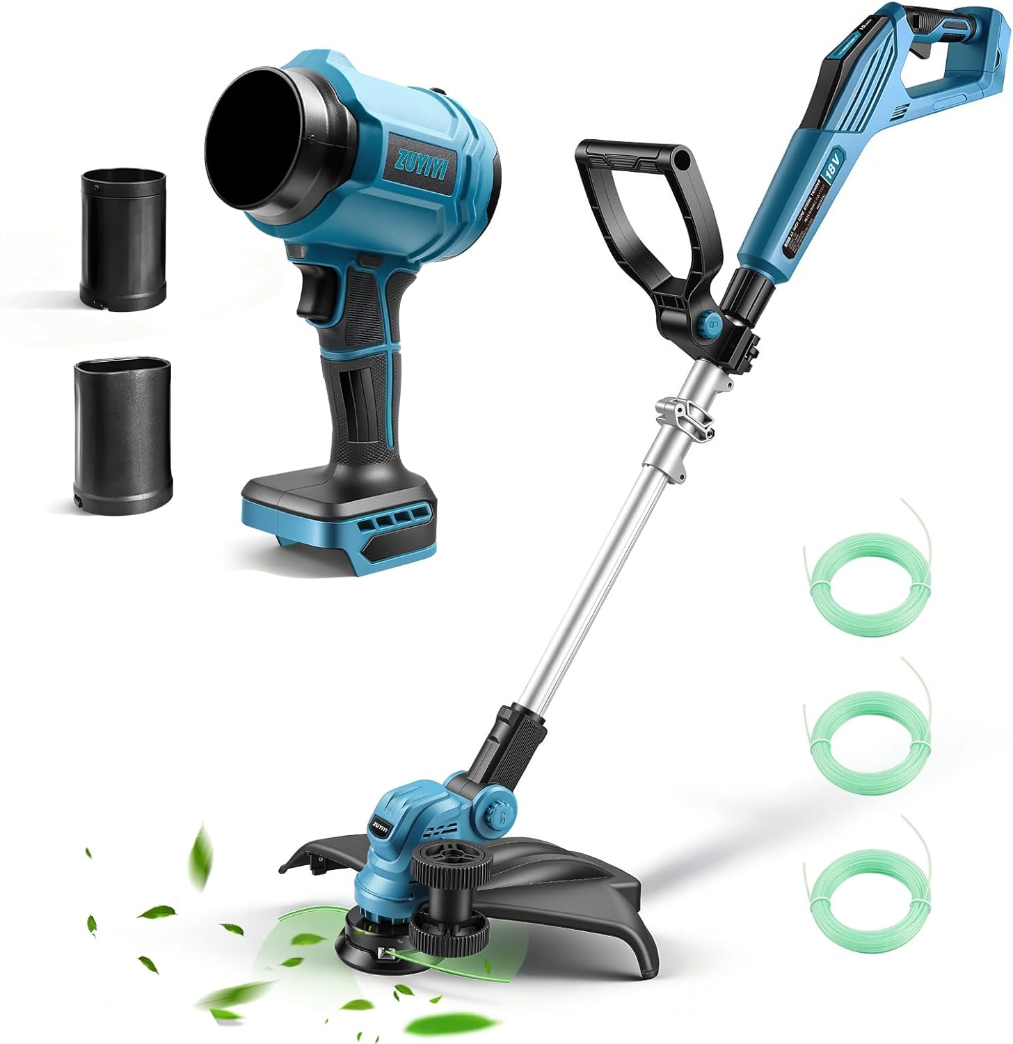 717-1H0S2eL._AC_SL1500_ Electric String Trimmer & Leaf Blower Combo Kit for Makita 18V Battery (NOT Included), 15" Cordless Weed Wacker, 40000RPM 475MPH Handheld Mini Jet Dry Blower for Lawn Care, Patio Cleaning - Image 1