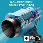 Cordless Mini Jet Dry Blower for Makita 18V Battery(NOT Included), Brushless Leaf Blowers 40000 RPM 475 MPH, Handheld Turbofan Air Blower w/Extended Nozzle for Lawn Care, Patio Cleaning, Dust - Image 5