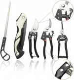 5-Piece Gardening Tool Set with 3 Pruning Shears & 2 Folding Saws, Professional Stainless Steel Blades for Tree Trimming, Branch Cutting, Bonsai Care, Camping (Gift Ready)