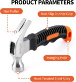 Mini Hammer Set, 8oz Lightweight Tool for Hanging Wall Decor, Hardware Kit, 8 Piece - Image 2