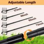 73" Adjustable Long Handle Heavy Duty Stirrup Cultivator Gardening Tool, Black Metal, Manual Operation, Garden - Image 6