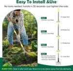 Garden Hand Tiller Cultivator, 4-Tine Adjustable Long Handle, Heavy Duty Weeding Tool for Raised Beds, Rust-Resistant Soil Loosener for Flower & Vegetable Gardens - Image 7