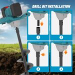 Cordless Post Hole Digger for 18V Battery (NOT Included), Electric Earth Auger Posthole Digger, Power Drill Auger for Fence, Farmland, Garden, Plant - Image 5