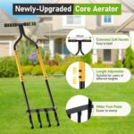 Knee-Friendly Manual Lawn Aerator Tool, 42.6-45 Inch Adjustable Height Core Aerator for Grass, Pre-Assembled Yard Aeration Tool with 4 Hollow Tines for Lawn Care and Compacted Soil - Image 6