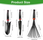 Pack of 3 Garden Shovel, Flower Trowel, Narrow Plant Shovel, Nine Prong Rake Hand Shovel, Garden Shovel, Small Garden Tool Set for Plants, Transplanting, Weeding - Image 2
