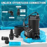 1/3HP Automatic Pool Cover Water Pump, 3035GPH Submersible Sump Pump w/Filter Net, 25ft Power Cord & Check Valve, Water Removal for Swimming Pool, Hot Tubs, Rooftops, Water Beds - Image 6