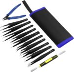 Ainiv precision tweezers set with 11 anti-static ESD coated tweezers and 1 cutter tool suitable for repairing electronics, jewellery, crafts, hobby, laboratory, eyelash application, etc. - Image 8