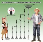 Garden Leaf Rakes, 6FT Rakes for Lawns Heavy Duty 25 Metal Tines 18.5 inch Wide, Adjustable Steel Handle, Rakes for Leaves, Gathering Shrub, Grass, Flower Beds (Stainless Steel - Black) - Image 4