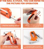 Heavy Duty, 4-in-1 with 2400 Staples, Manual Brad Nailer Power Adjustment for Wood, Crafts, Carpentry, Decoration DIY - Image 4