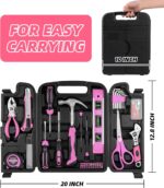 Pink Tool Set -131 Piece Pink Tool sets for WomenGeneral Household Hand Tool Kit with Plastic Tool Box Storage Case(Pink) - Image 3