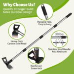 2-in-1 Stand-Up Weeder and Tool with Telescoping Handle, Multi-Function Garden Weeding Tool with 6 Sharp Tines and Flat Edge - Image 4