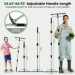 Garden Leaf Rakes 5.58FT Rakes for Lawns Heavy Duty 17 Tines Metal Head,Adjustable Steel Handle,17 Inch Wide Rakes for Leaves, Gathering Shrub, Leveling Grass, Yards (Stainle Steel Yellow) - Image 4