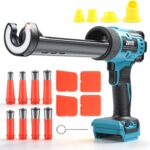 Cordless Caulking Gun for Makita 18v Battery(No Battery), Electric Caulk Gun w/17Pcs Caulking Finisher Kit, 6-Speed, LED Light, Auto Retract, 10OZ Caulk Gun for Filling, Sealing, Repair