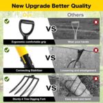 Pitch Fork, 4 Tine Heavy Duty Garden Fork with Ergonomic No-Slip D-Grip Handles, 45 Inches Long Handle Spading Fork, Perfect for Gardening Digging, Land Management, Yard work, Farming (Yellow) - Image 4