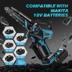 Mini Chainsaw Cordless 8 Inch & 10 Inch for 18V Battery (NOT Included), Brushless Electric Chain Saw with Auto Oiler, Power Handheld Chainsaw for Garden Tree Branch Wood Cutting - Image 3
