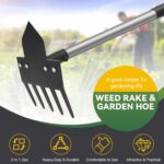 Garden Tool, 17-58" Weed Puller Tool with Long Handle, 2-in-1 Hand Weed Rake and Garden for Gardening Weeding, Stand Up Heavy Duty Weeder Remover Tool for Yard Lawn Patio Garden - Image 7