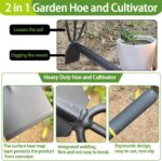 Garden and Cultivator, Long Heavy Duty Hand with Tiller,2 Section Handle, Carbon Steel Blade, Cultivator Garden Tools for Loosening Soil, Digging, Weeding - Image 3
