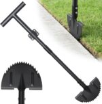 Half Moon Edger Lawn Tool, Sharp Saw-Tooth Hand Lawn Edging Tool for Landscaping, 49" Adjustable Long Handle Manual Edgers with T-Grip for Sidewalk Flower Bed Yard Garden Border Cable Burying