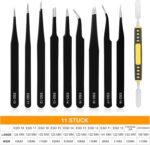 Ainiv precision tweezers set with 11 anti-static ESD coated tweezers and 1 cutter tool suitable for repairing electronics, jewellery, crafts, hobby, laboratory, eyelash application, etc. - Image 2