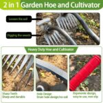 [2025 New Upgraded] 2 in 1 Hardened Hollow with Long Handle,Heavy Duty Garden Hoes for Weeding Loosening Soil Digging Planting Ridging, Handy Garden Tool - Image 2