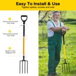 Pitch Fork, 4 Tine Heavy Duty Garden Fork with Ergonomic No-Slip D-Grip Handles, 45 Inches Long Handle Spading Fork, Perfect for Gardening Digging, Land Management, Yard work, Farming (Black) - Image 7