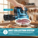 Cordless Random Orbital Sander for 18v Battery (NOT Included), Electric Palm Orbital Sander with Dust Collector, 6 Variable Speeds, 24Pcs Sandpaper for Sanding Polishing Wood - Image 3