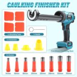 Cordless Caulking Gun for Makita 18v Battery(No Battery), Electric Caulk Gun w/17Pcs Caulking Finisher Kit, 6-Speed, LED Light, Auto Retract, 10OZ Caulk Gun for Filling, Sealing, Repair - Image 6
