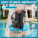 1/3HP Automatic Pool Cover Water Pump, 3035GPH Submersible Sump Pump w/Filter Net, 25ft Power Cord & Check Valve, Water Removal for Swimming Pool, Hot Tubs, Rooftops, Water Beds - Image 5