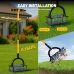 Lawn Aerator Tool with 16 Steel Spikes, Grass Aerator Lawn Tools with Spring-Loaded Design & Adjustable T-Handle, Pre-Assembled Hand Aerator Lawn Tool for Lawn, Courtyard and Garden - Image 6