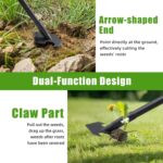 Garden Tool,2 in 1 Heady Duty Sharp Garden Weeding with Arrow Shaped End，45 inch Long Handle, Hand Weed Rake and Action for Gardening Weed Removal Tool - Image 2