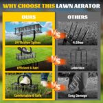 Lawn Aerator Tool with 24 Steel Spikes, Grass Aerator Lawn Tools with Spring-Loaded Design & Adjustable T-Handle, Pre-Assembled Hand Aerator Lawn Tool for Lawn, Courtyard and Garden - Image 8