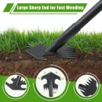Garden Tool,2 in 1 Heady Duty Sharp Garden Weeding with Arrow Shaped End，45 inch Long Handle, Hand Weed Rake and Action for Gardening Weed Removal Tool - Image 3