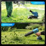 Electric String Trimmer & Leaf Blower Combo Kit for Makita 18V Battery (NOT Included), 15" Cordless Weed Wacker, 40000RPM 475MPH Handheld Mini Jet Dry Blower for Lawn Care, Patio Cleaning - Image 5