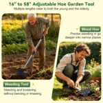 Garden Tool, 17-58" Weed Puller Tool with Long Handle, 2-in-1 Hand Weed Rake and Garden for Gardening Weeding, Stand Up Heavy Duty Weeder Remover Tool for Yard Lawn Patio Garden - Image 6