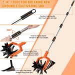 Pankay Rotary Hand Tiller for Gardening, Garden Cultivator Tool with Tilling Blade, 63’’ Adjustable Stainless Steel Poles Cultivators for Gardening, Lawn Care, Reseeding Grass, Soil Mixing - Image 6