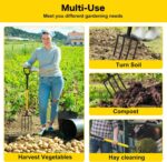 Pitch Fork, 4 Tine Heavy Duty Garden Fork with Ergonomic No-Slip D-Grip Handles, 45 Inches Long Handle Spading Fork, Perfect for Gardening Digging, Land Management, Yard work, Farming (Yellow) - Image 6