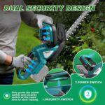 Cordless Hedge Trimmer for 18V Battery, Electric Bush Trimmer 22 Inches Dual-Action, 3/4" Cutting Capacity Handheld Shrub Pruning Trimmer for Garden, Grass, Lawn(NO Battery) - Image 5