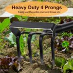 73" Adjustable Long Handle Heavy Duty Stirrup Cultivator Gardening Tool, Black Metal, Manual Operation, Garden - Image 9