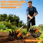 Pankay Rotary Hand Tiller for Gardening, Garden Cultivator Tool with Tilling Blade, 63’’ Adjustable Stainless Steel Poles Cultivators for Gardening, Lawn Care, Reseeding Grass, Soil Mixing - Image 3