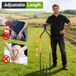 Knee-Friendly Manual Lawn Aerator Tool, 42.6-45 Inch Adjustable Height Core Aerator for Grass, Pre-Assembled Yard Aeration Tool with 4 Hollow Tines for Lawn Care and Compacted Soil - Image 8
