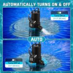 1/3HP Automatic Pool Cover Water Pump, 3035GPH Submersible Sump Pump w/Filter Net, 25ft Power Cord & Check Valve, Water Removal for Swimming Pool, Hot Tubs, Rooftops, Water Beds - Image 2