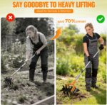 Pankay Rotary Hand Tiller for Gardening, Garden Cultivator Tool with Tilling Blade, 63’’ Adjustable Stainless Steel Poles Cultivators for Gardening, Lawn Care, Reseeding Grass, Soil Mixing - Image 5